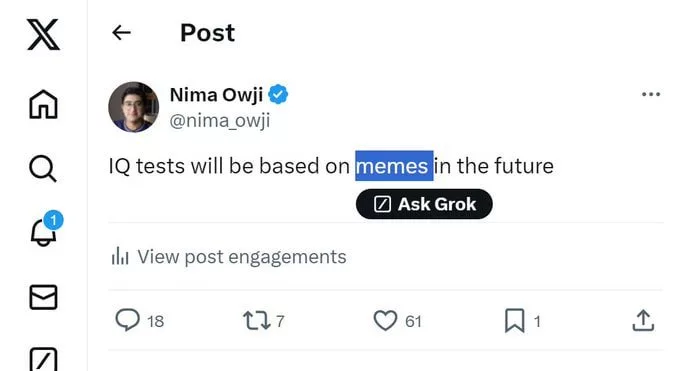 ایکس درحال گسترش قابلیت‌های جدیدی برای هوش مصنوعی Grok است غروب.webp