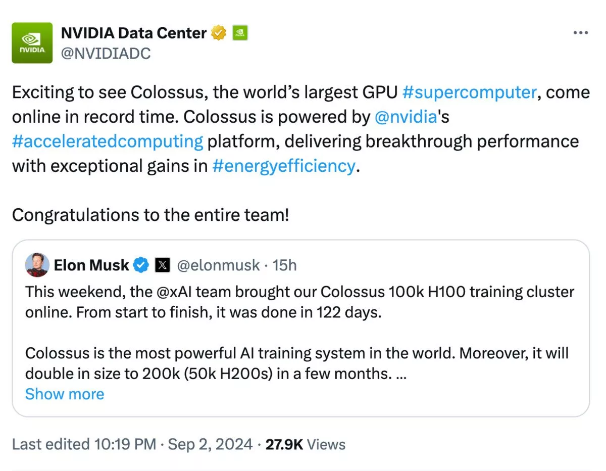 کلوسوس، نیرومندترین خوشه آموزش هوش مصنوعی دنیا فعال شد_غروب شهر 1 تبریک انویدیا بهخاطر راهاندازی کلوسوس